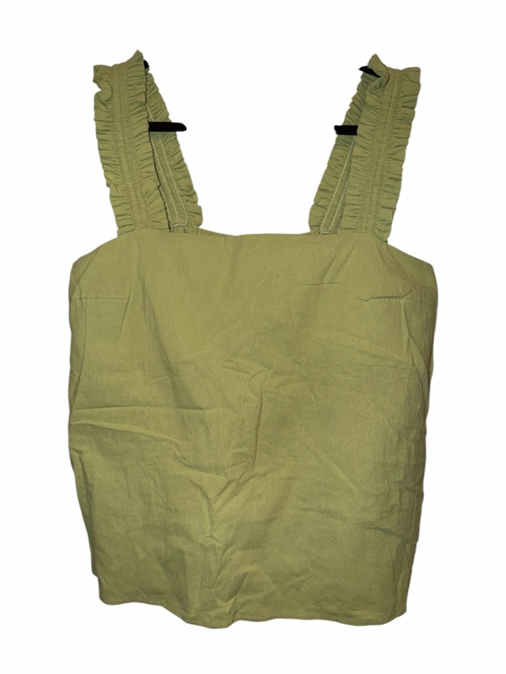 Ruffled Strap Square-Neck Camisole in Olive
